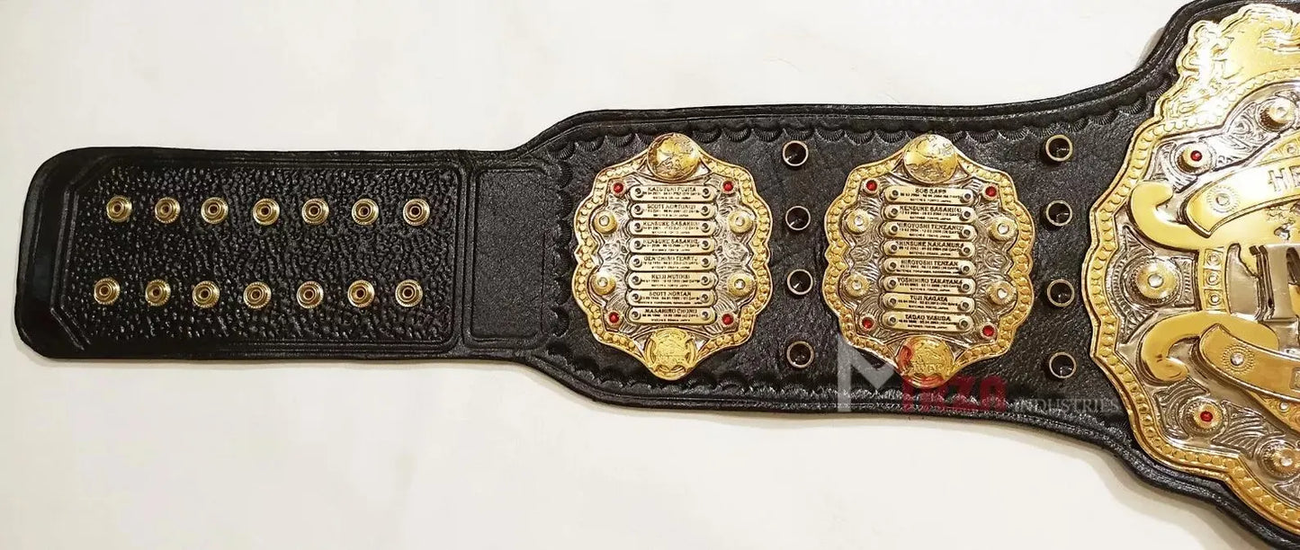 IWGP V4 Heavyweight Championship Belt Replica | 2MM, 4MM, 6MM & 8MM Stacked Brass Plates | Japanese Pro Wrestling Title | Fan Collectible