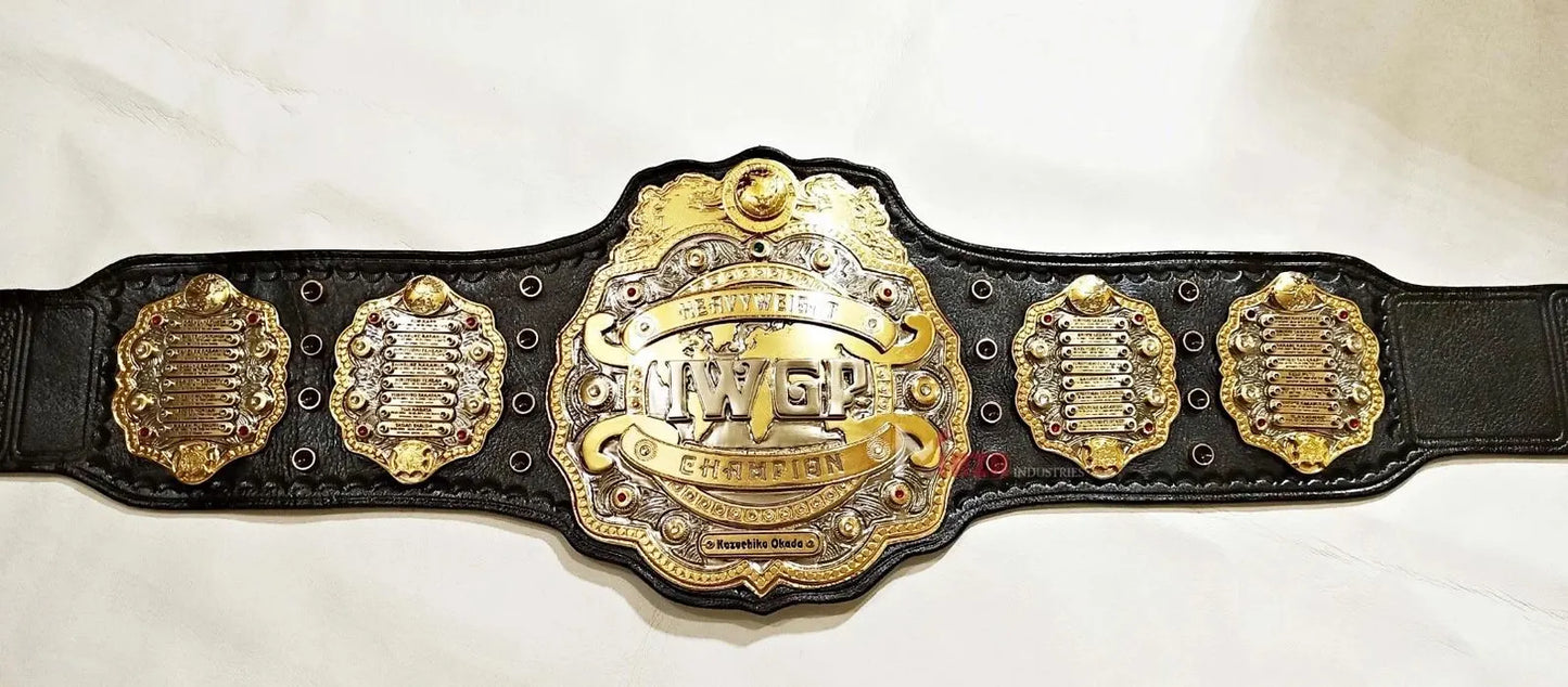 IWGP V4 Heavyweight Championship Belt Replica | 2MM, 4MM, 6MM & 8MM Stacked Brass Plates | Japanese Pro Wrestling Title | Fan Collectible