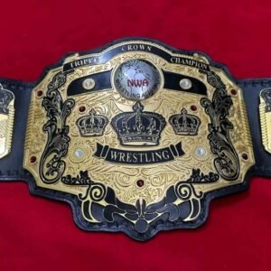 NWA Tripe Crown Wrestling Championship Belt IN 4MM Zinc 24KT Gold plated - Image 4